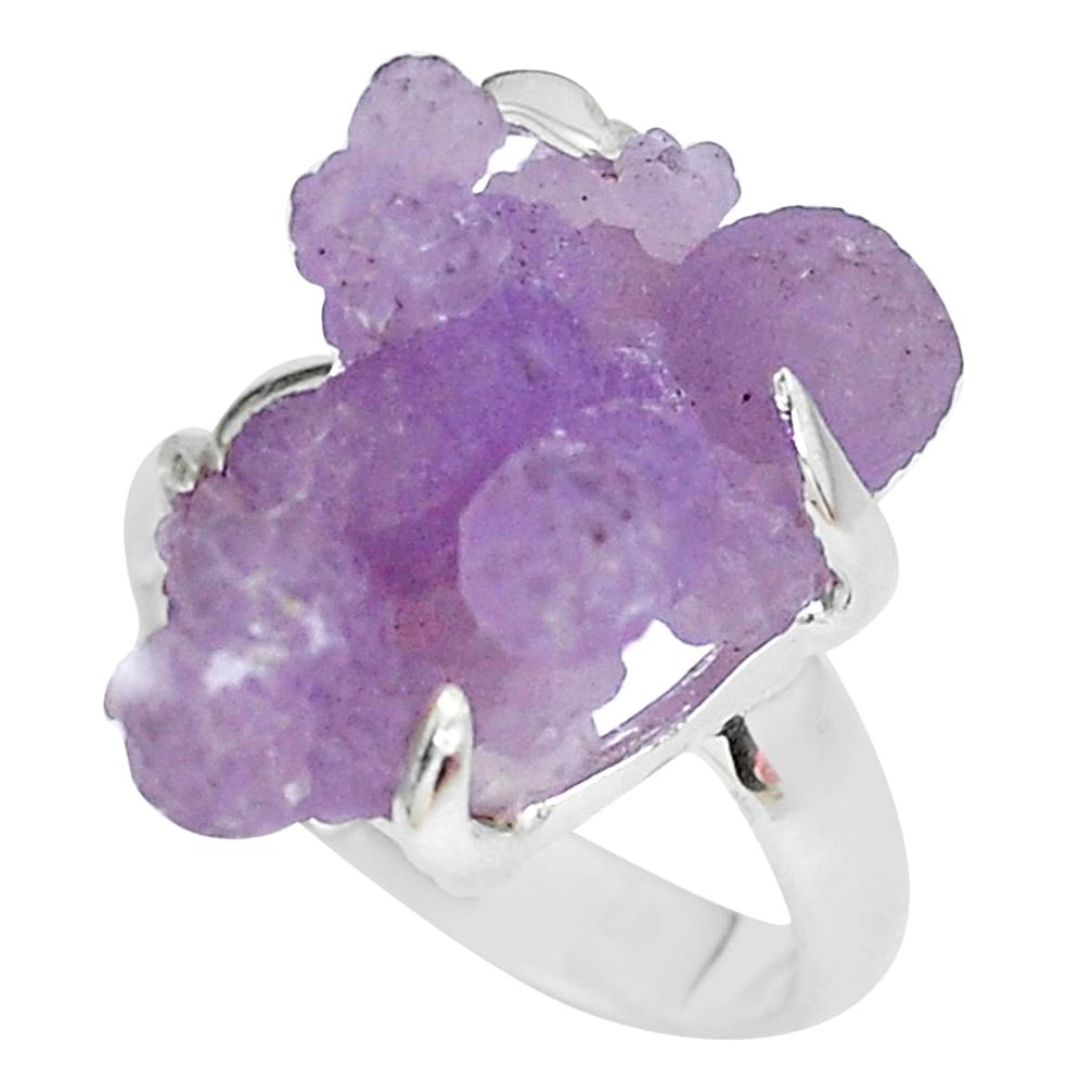 9.04cts natural purple grape chalcedony 925 silver solitaire ring size 7 p63476
