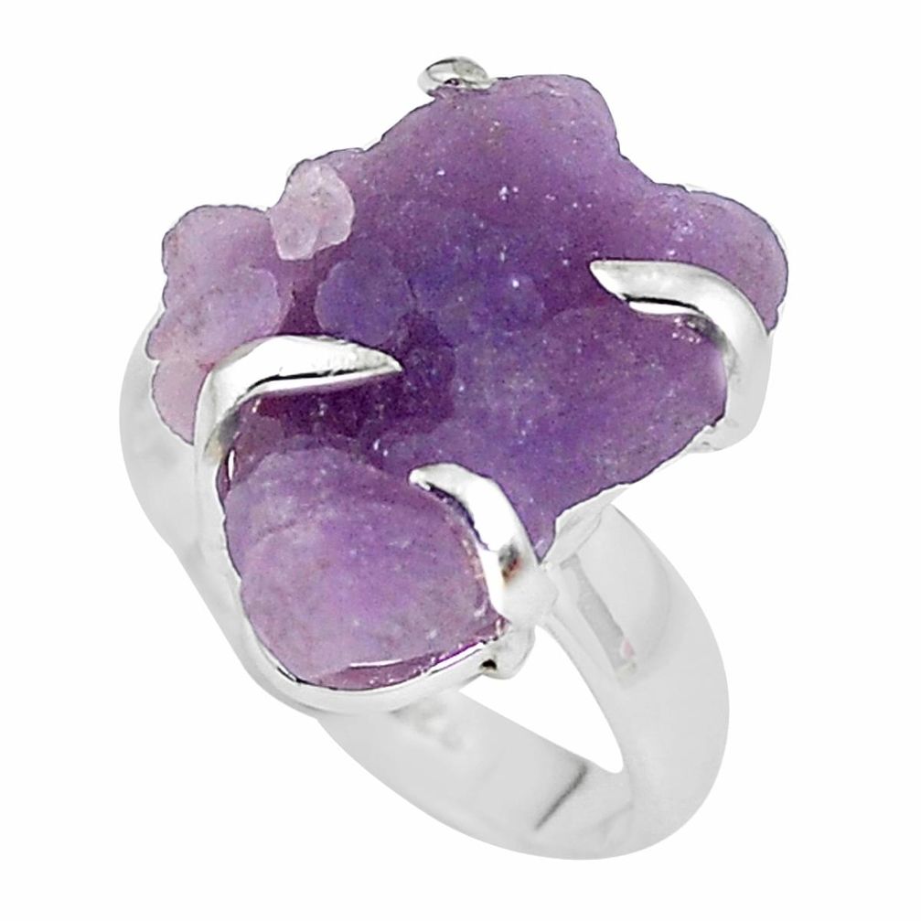 8.99cts natural purple grape chalcedony 925 silver solitaire ring size 7 p63477