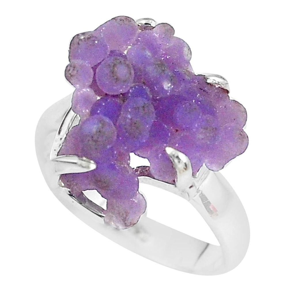 8.31cts natural purple grape chalcedony 925 silver solitaire ring size 8 p63479