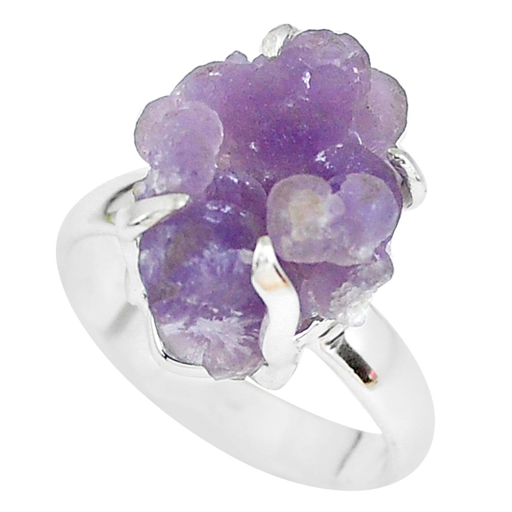 8.05cts natural purple grape chalcedony silver solitaire ring size 7.5 p63466