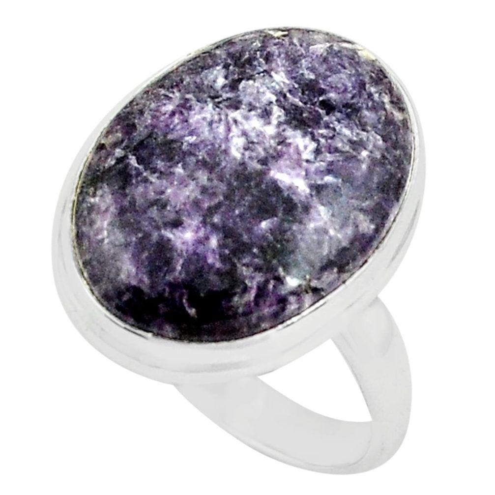 14.40cts natural purple lepidolite 925 silver solitaire ring size 8.5 p80603