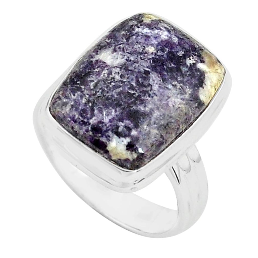 10.23cts natural purple lepidolite 925 silver solitaire ring size 7 p80615