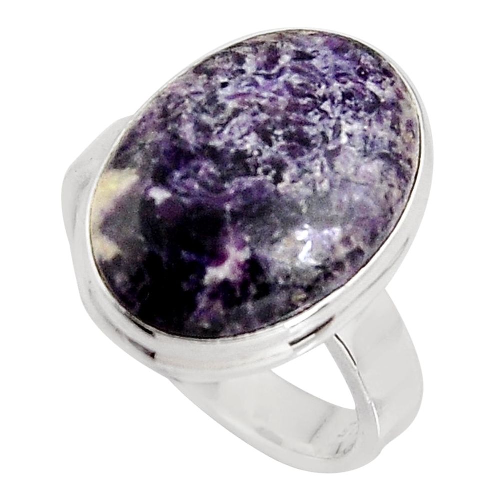 10.81cts natural purple lepidolite 925 silver solitaire ring size 7 p90988