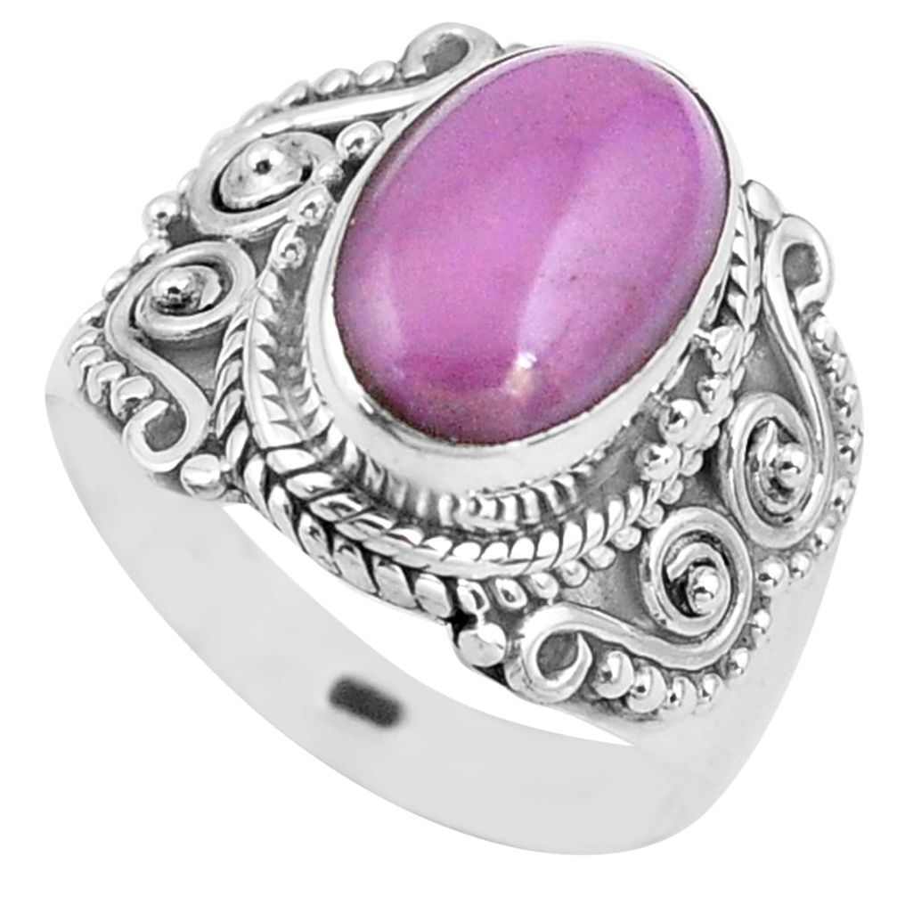 4.47cts natural purple phosphosiderite 925 silver solitaire ring size 7 p81296