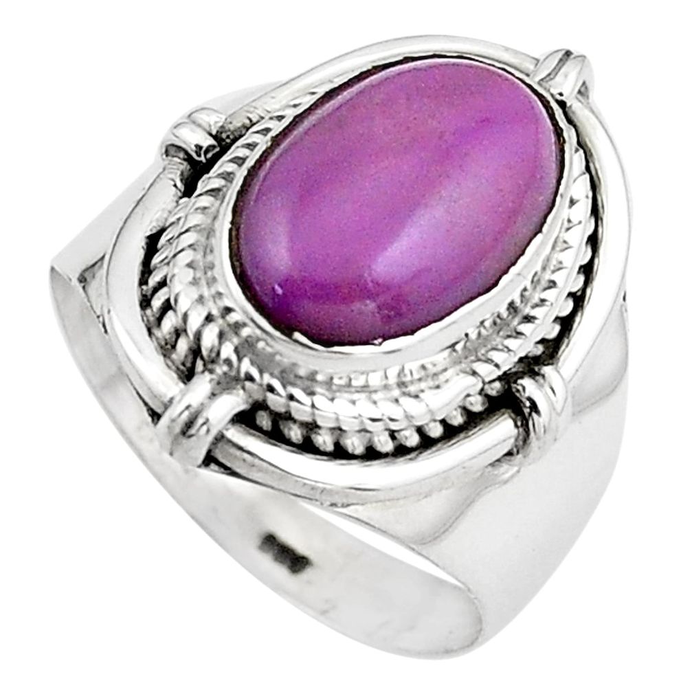4.65cts natural purple phosphosiderite 925 silver solitaire ring size 6.5 p88880