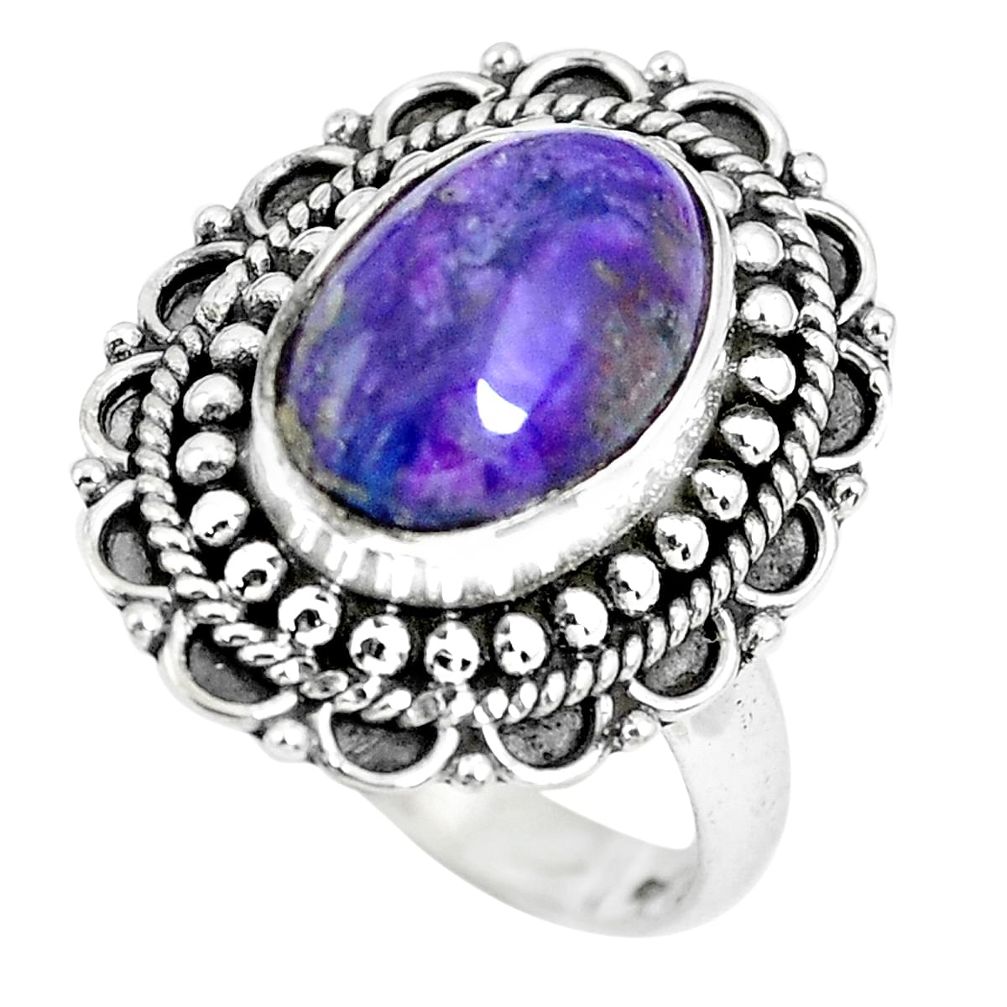 4.51cts natural purple sugilite 925 silver solitaire ring jewelry size 7 p63233