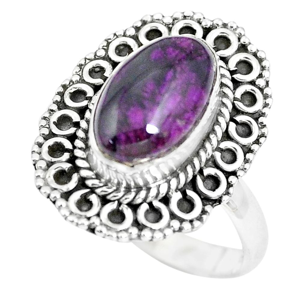 4.22cts natural purple sugilite 925 silver solitaire ring jewelry size 8 p63237