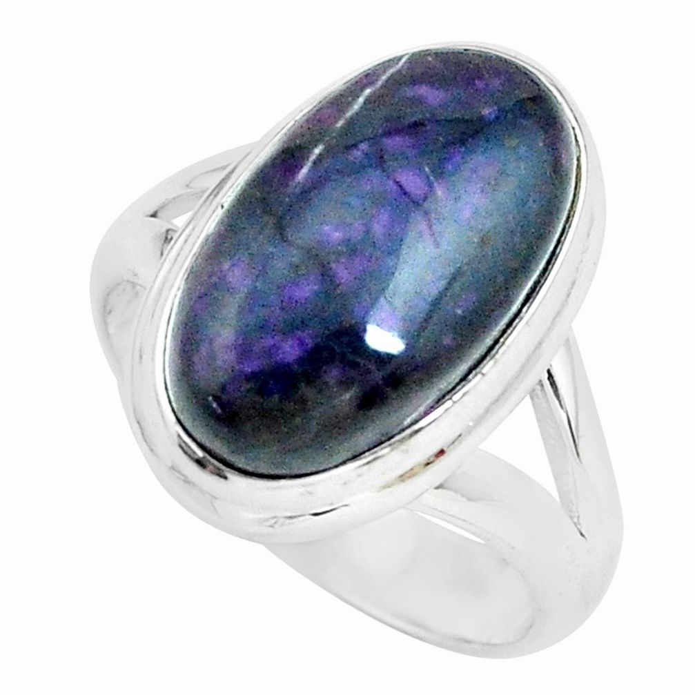 7.66cts natural purple sugilite 925 silver solitaire ring jewelry size 7 p68325