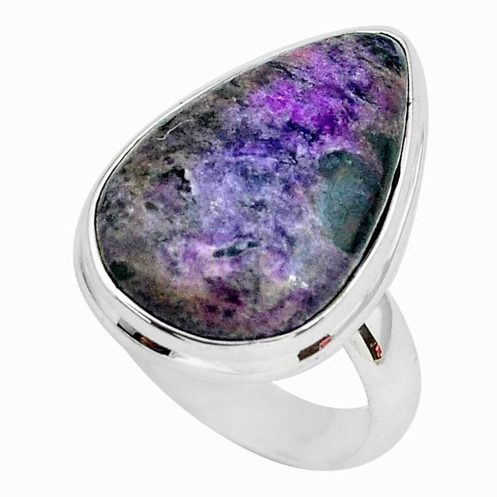 13.24cts natural purple sugilite 925 silver solitaire ring jewelry size 6 p68345