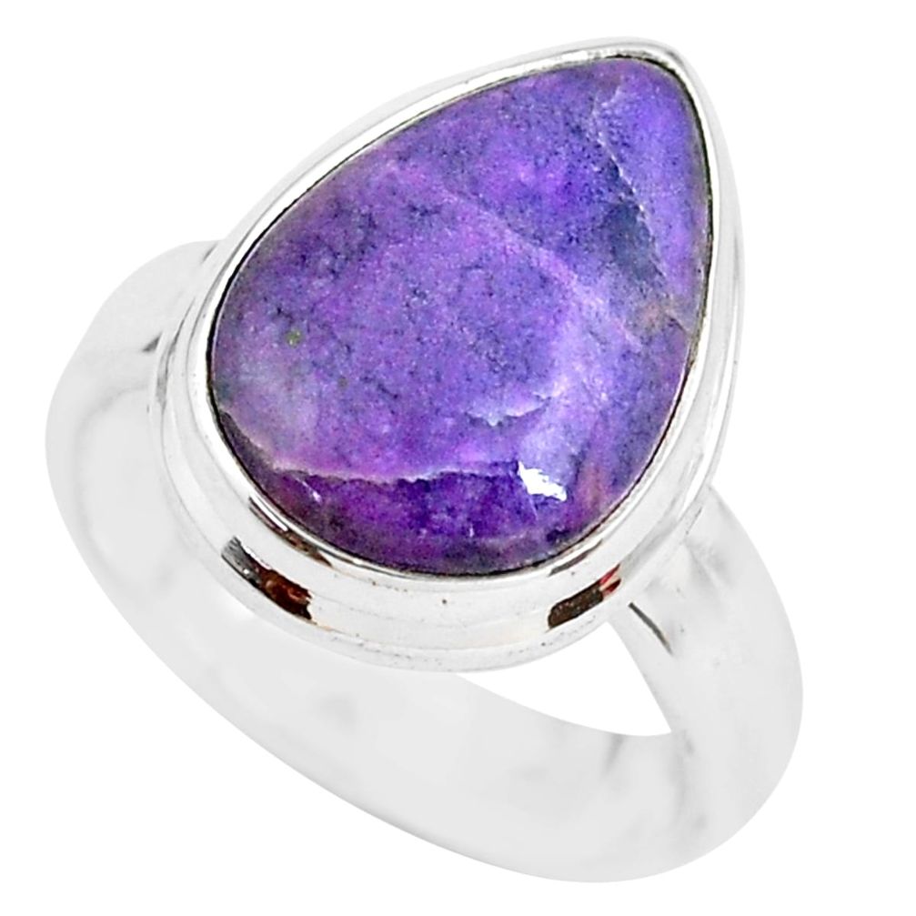 10.41cts natural purple sugilite 925 silver solitaire ring jewelry size 7 p71411