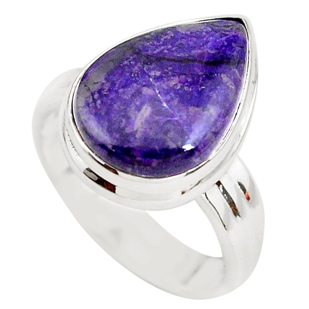 6.33cts natural purple sugilite 925 silver solitaire ring size 6.5 p71403