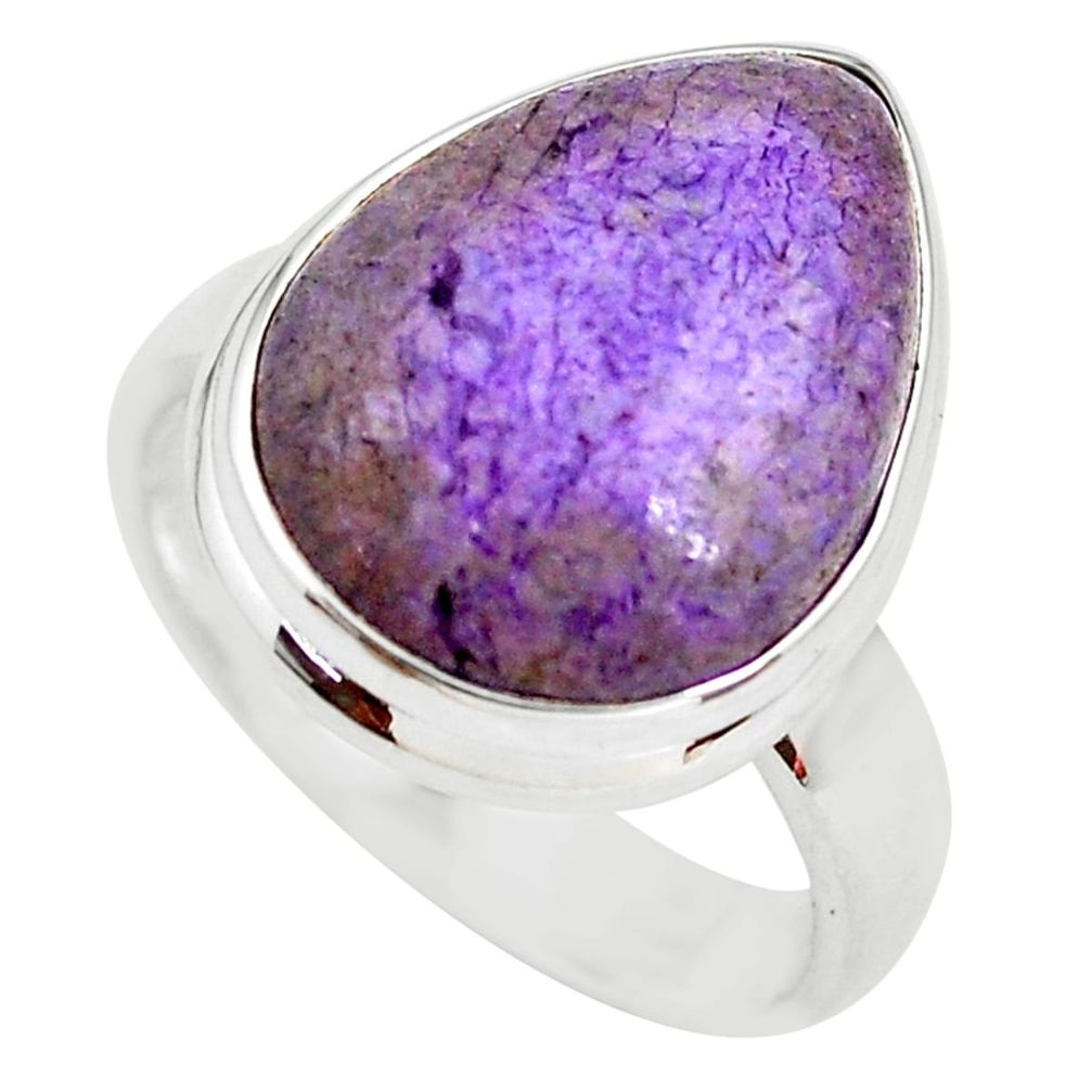13.24cts natural purple sugilite 925 silver solitaire ring size 8.5 p71405