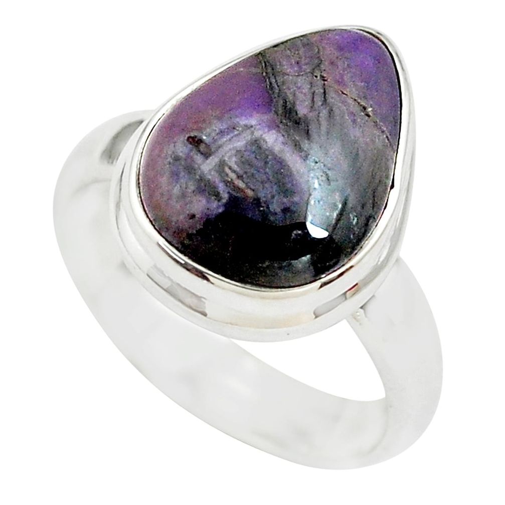 6.85cts natural purple sugilite 925 silver solitaire ring size 6.5 p71430