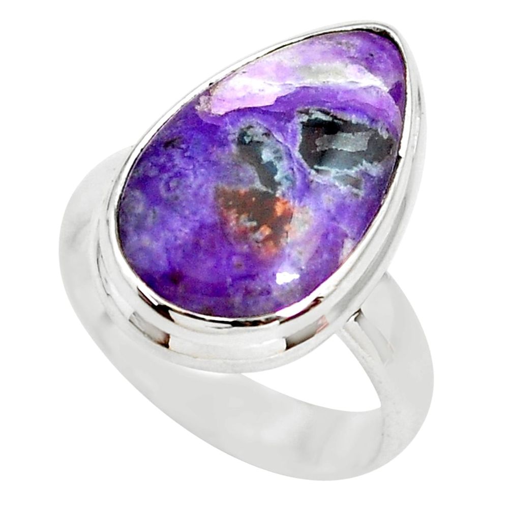 9.47cts natural purple sugilite 925 silver solitaire ring size 6.5 p71437