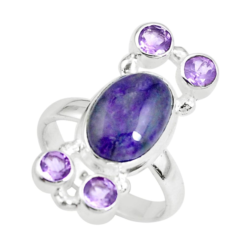 7.63cts natural purple sugilite amethyst 925 sterling silver ring size 7 p61848