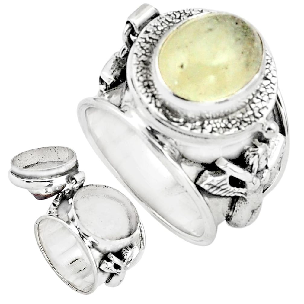 4.90cts natural rainbow moonstone 925 silver poison box ring size 6.5 p75547