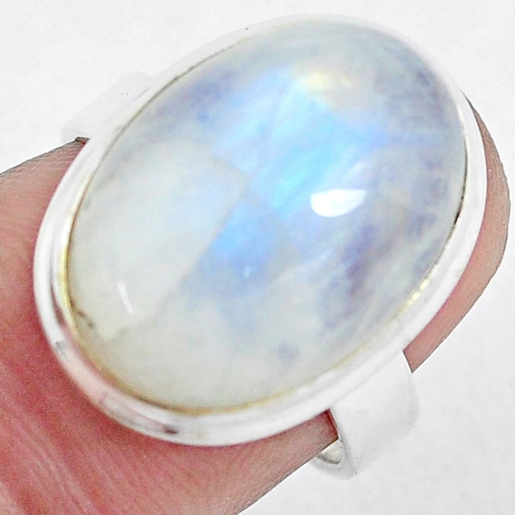 14.45cts natural rainbow moonstone 925 silver solitaire ring size 6.5 d32000