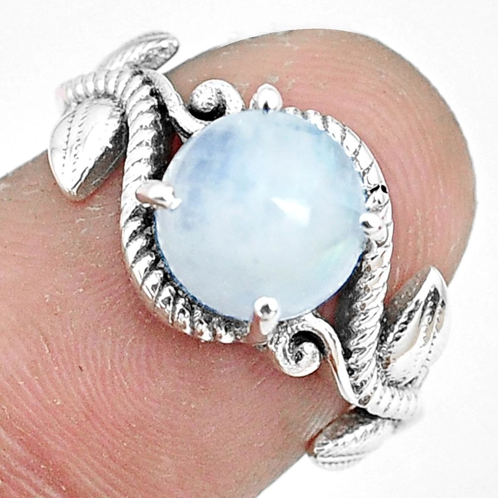 3.36cts natural rainbow moonstone 925 silver solitaire ring size 6 p36254