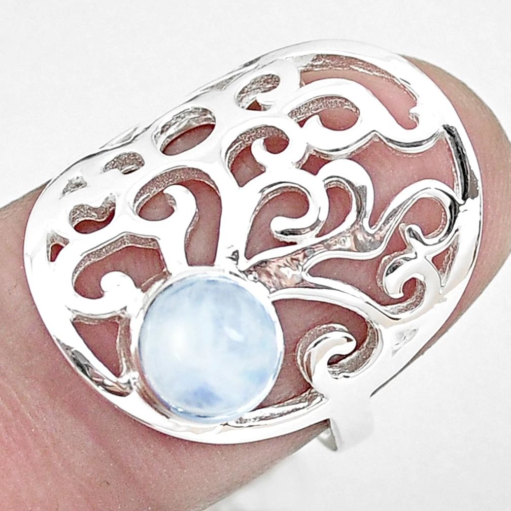 1.56cts natural rainbow moonstone 925 silver solitaire ring size 5.5 p40351