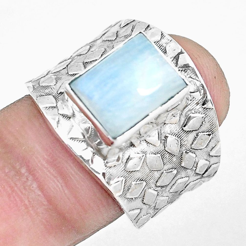 4.40cts natural rainbow moonstone 925 silver solitaire ring size 7.5 p51016