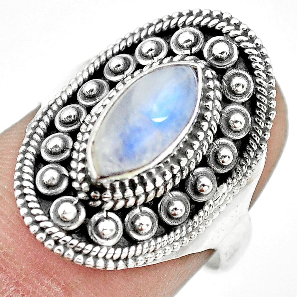 2.34cts natural rainbow moonstone 925 silver solitaire ring size 6.5 p61800