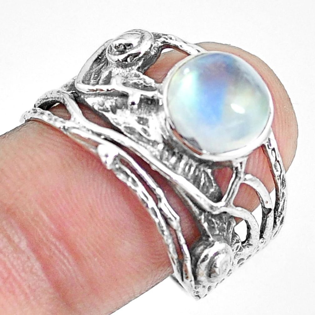 3.29cts natural rainbow moonstone 925 silver solitaire ring size 9 p61919