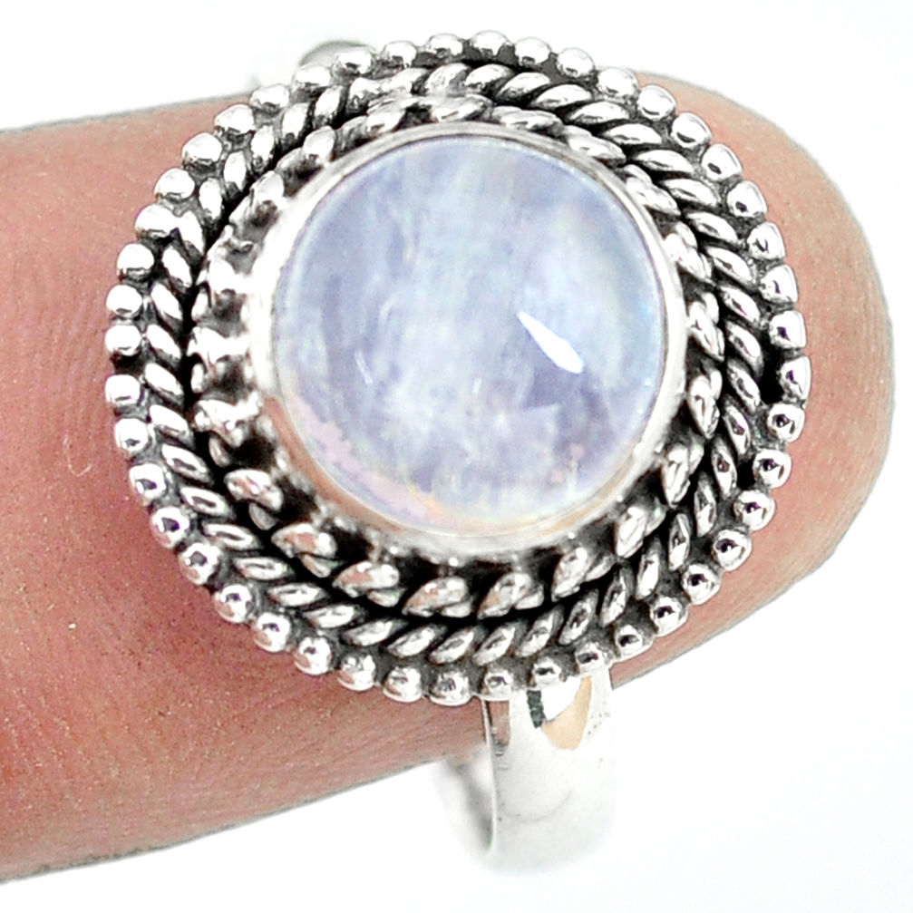 4.69cts natural rainbow moonstone 925 silver solitaire ring size 9 p72248