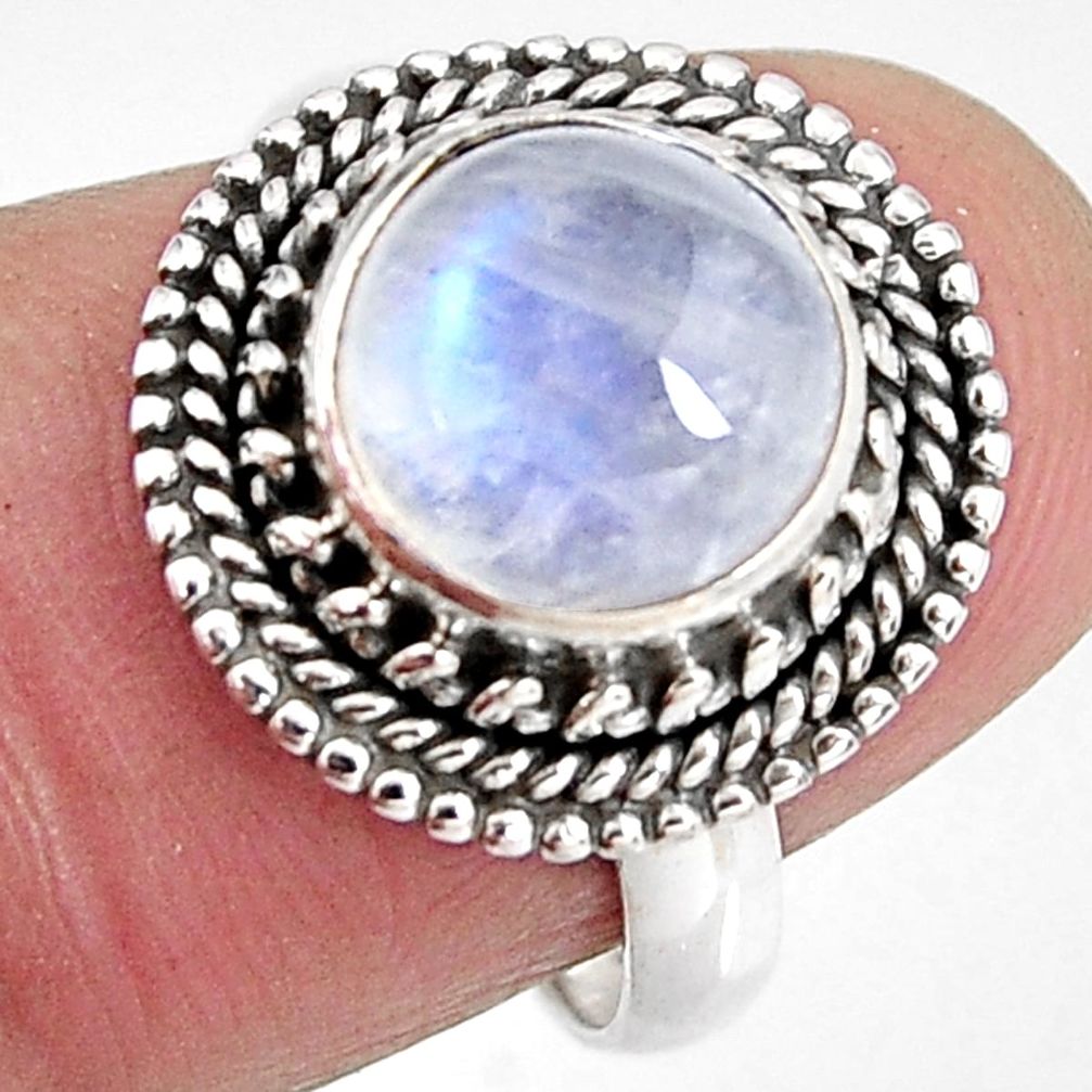 4.70cts natural rainbow moonstone 925 silver solitaire ring size 7 p92298