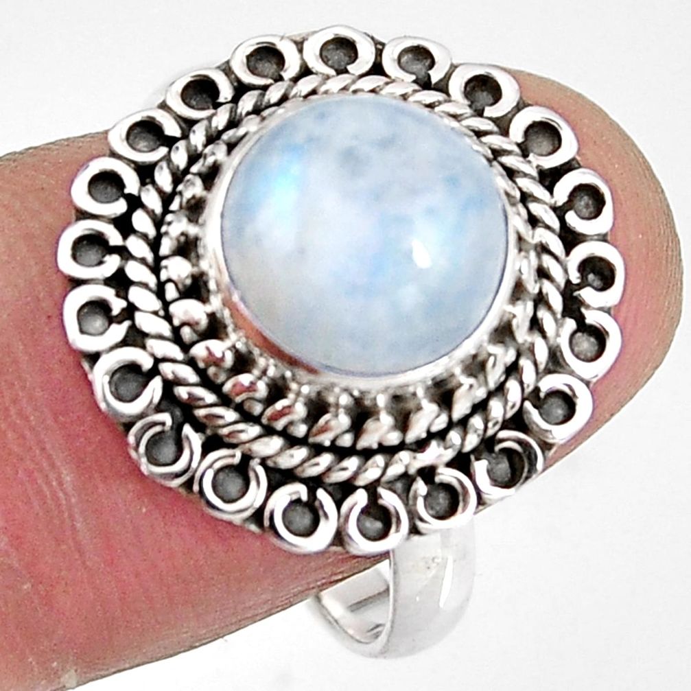 4.70cts natural rainbow moonstone 925 silver solitaire ring size 8.5 p92299