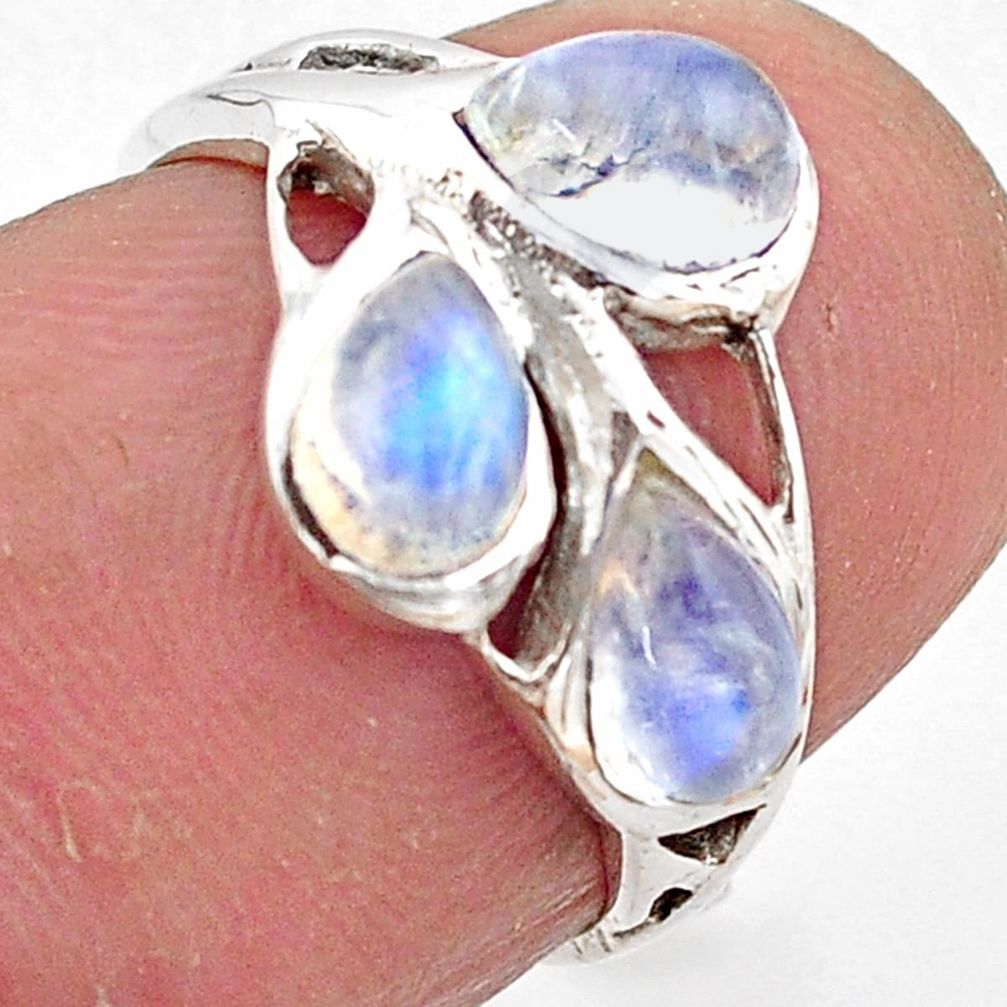 2.94cts natural rainbow moonstone 925 sterling silver ring jewelry size 6 p83437