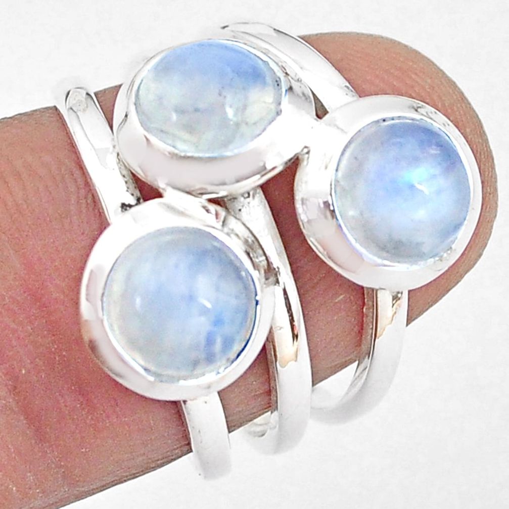 3.41cts natural rainbow moonstone 925 sterling silver ring jewelry size 6 p85813