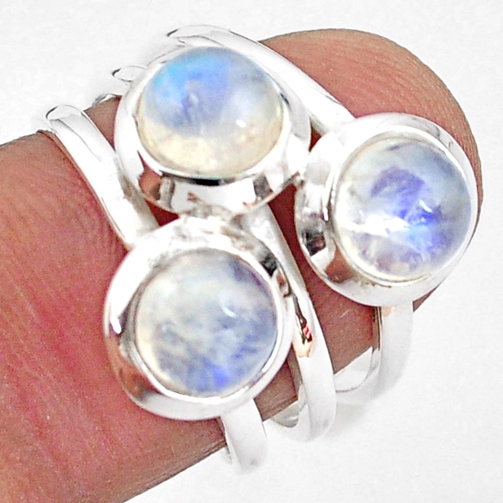 3.41cts natural rainbow moonstone 925 sterling silver ring jewelry size 7 p85819