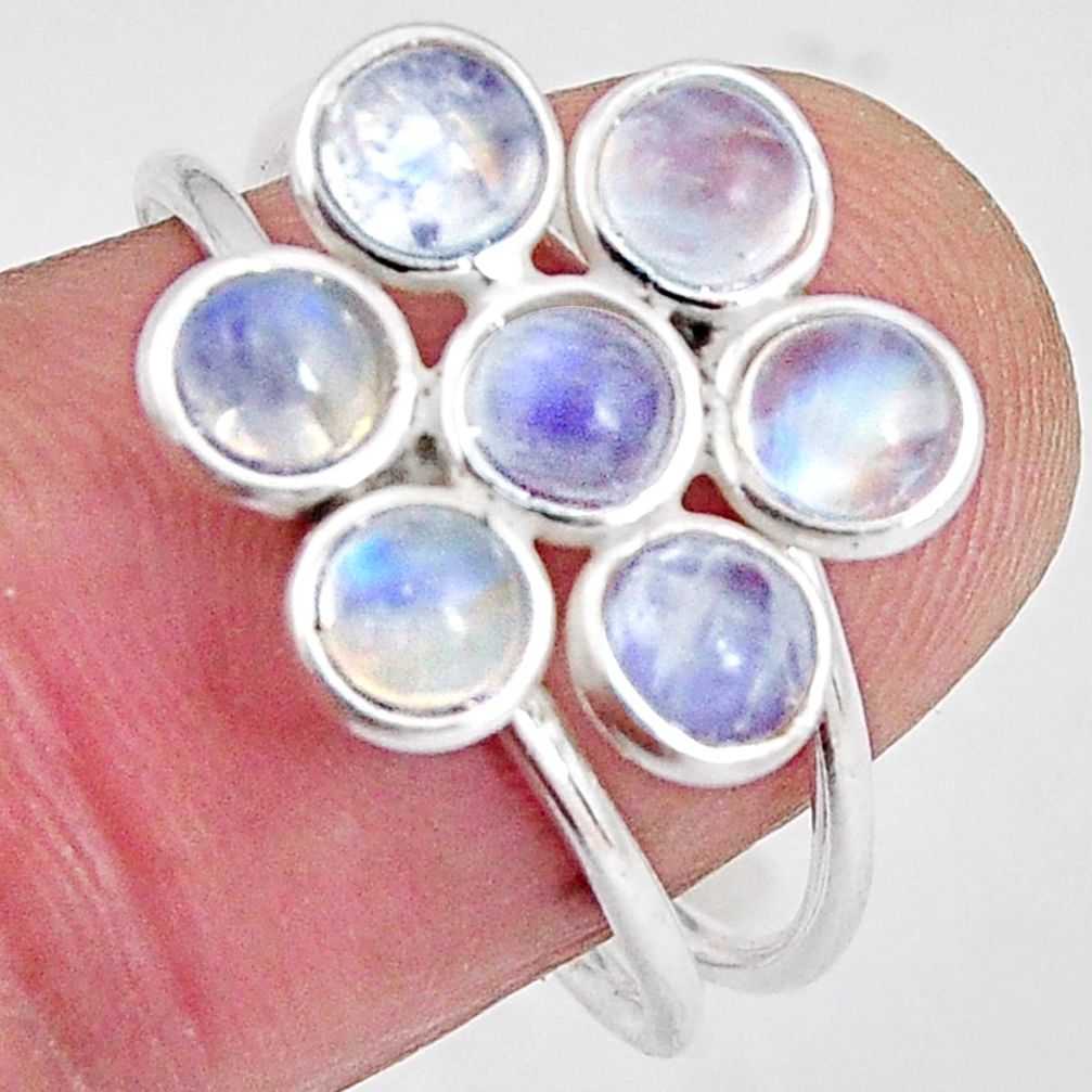 5.06cts natural rainbow moonstone 925 sterling silver ring jewelry size 8 p89868