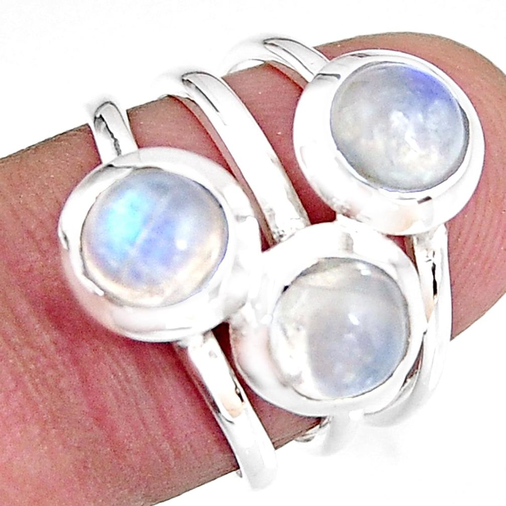 3.01cts natural rainbow moonstone 925 sterling silver ring jewelry size 6 p92697