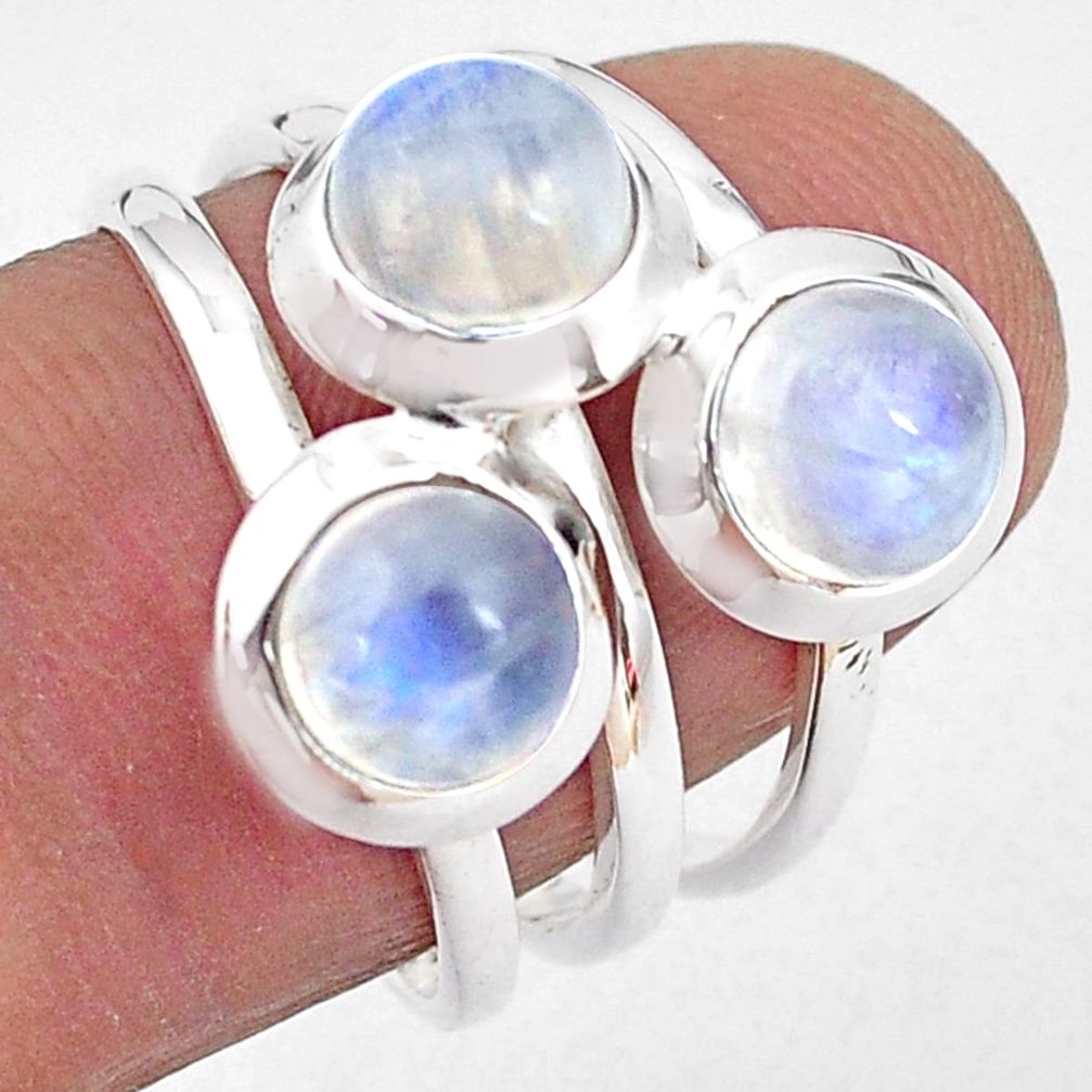 3.53cts natural rainbow moonstone 925 sterling silver ring size 6.5 p85815