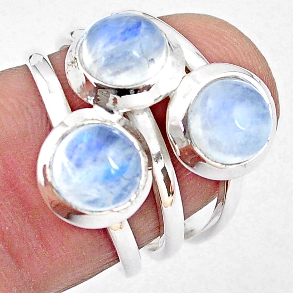 3.29cts natural rainbow moonstone 925 sterling silver ring size 6.5 p85818
