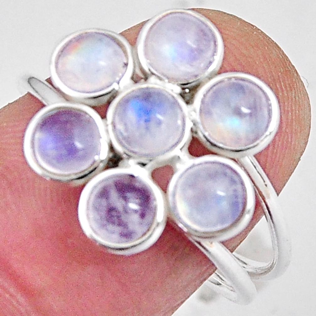 5.08cts natural rainbow moonstone 925 sterling silver ring size 7.5 p89870