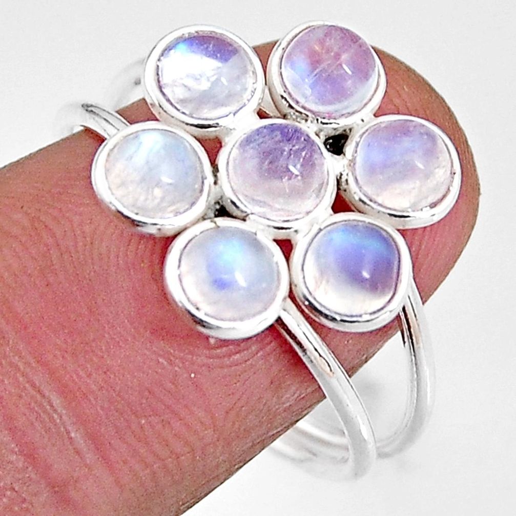 3.03cts natural rainbow moonstone 925 sterling silver ring size 8.5 p92552