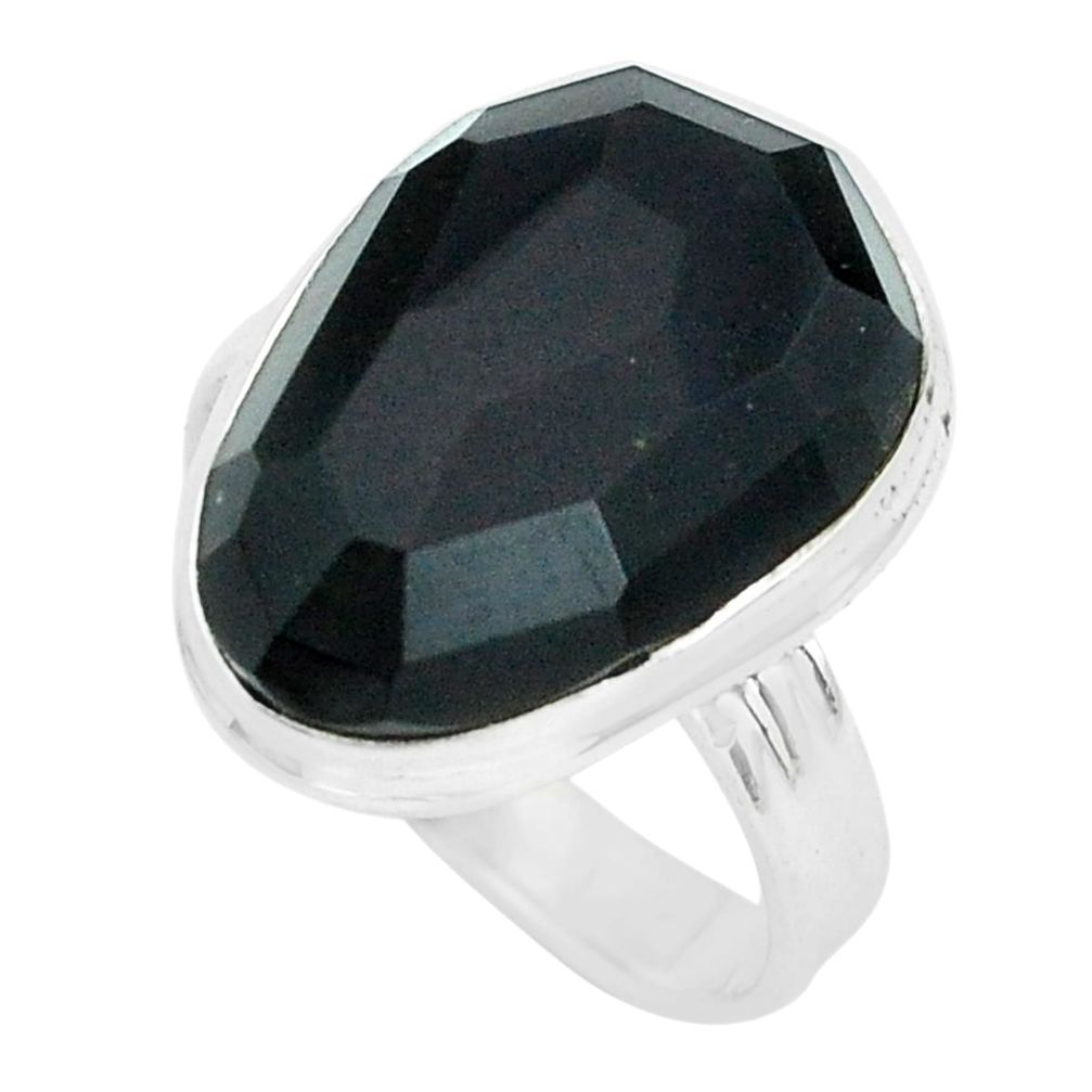 14.26cts natural rainbow obsidian eye 925 silver solitaire ring size 9 p68189