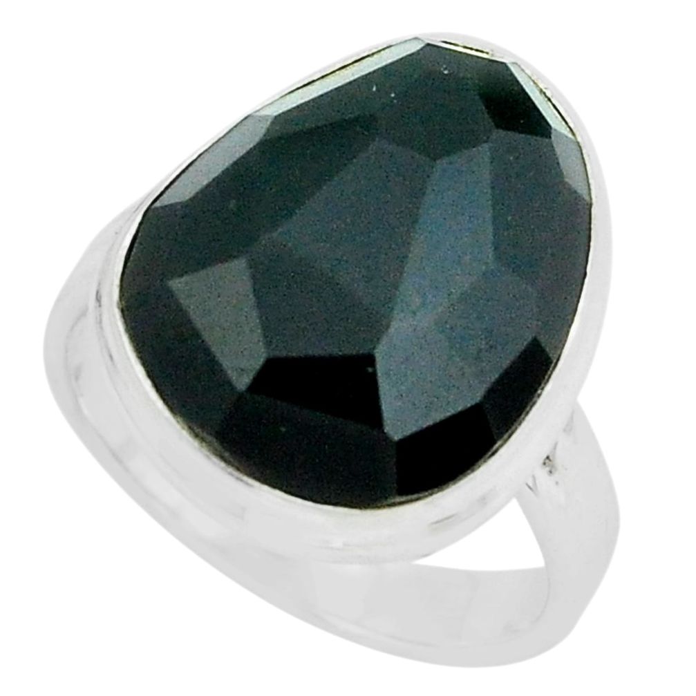 13.24cts natural rainbow obsidian eye 925 silver solitaire ring size 8 p68192