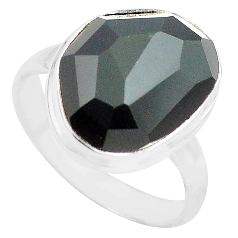 10.03cts natural rainbow obsidian eye 925 silver solitaire ring size 8.5 p72442