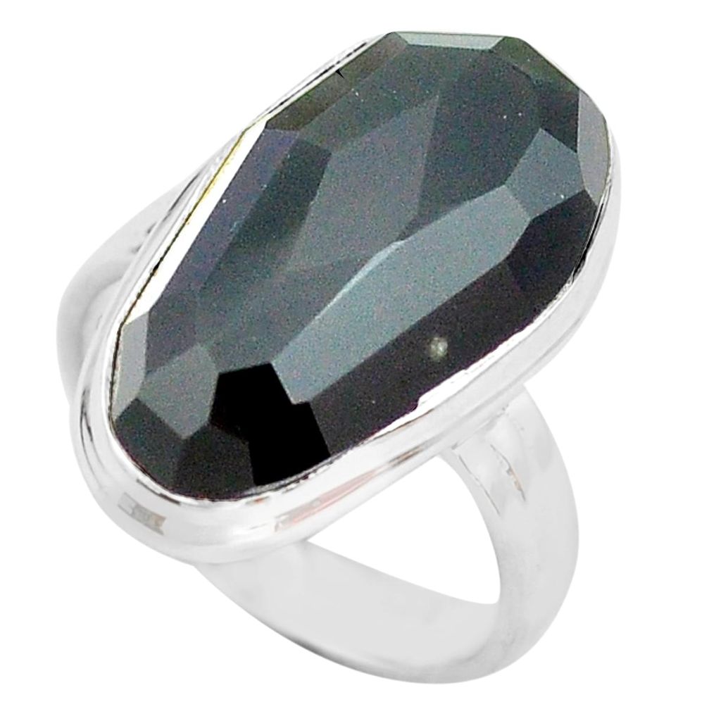 13.85cts natural rainbow obsidian eye 925 silver solitaire ring size 8 p72449