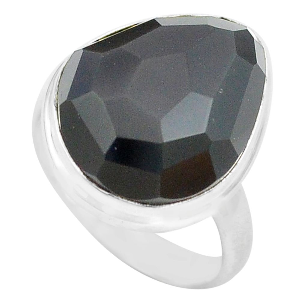 14.14cts natural rainbow obsidian eye 925 silver solitaire ring size 8 p72453