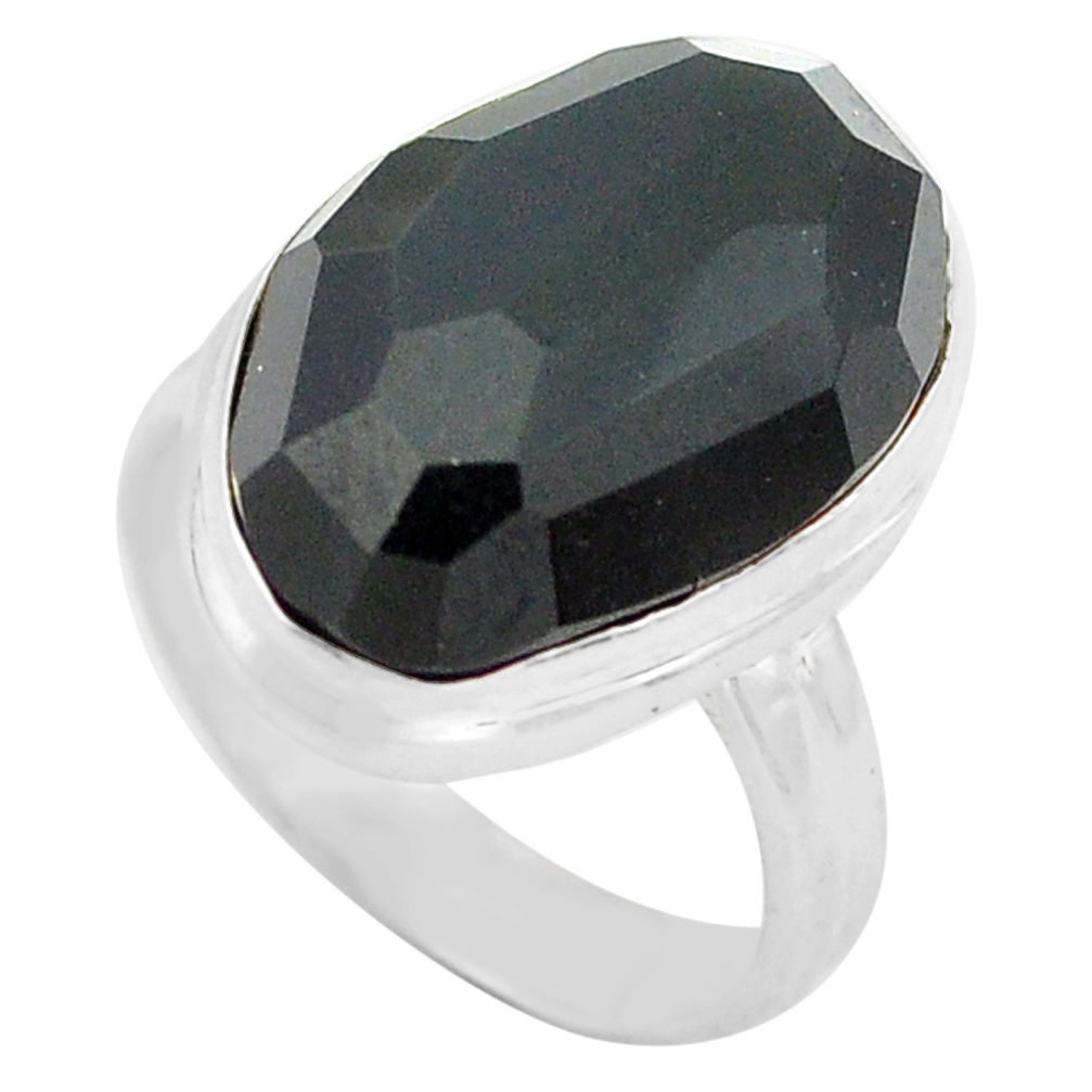 14.09cts natural rainbow obsidian eye 925 silver solitaire ring size 6.5 p72457