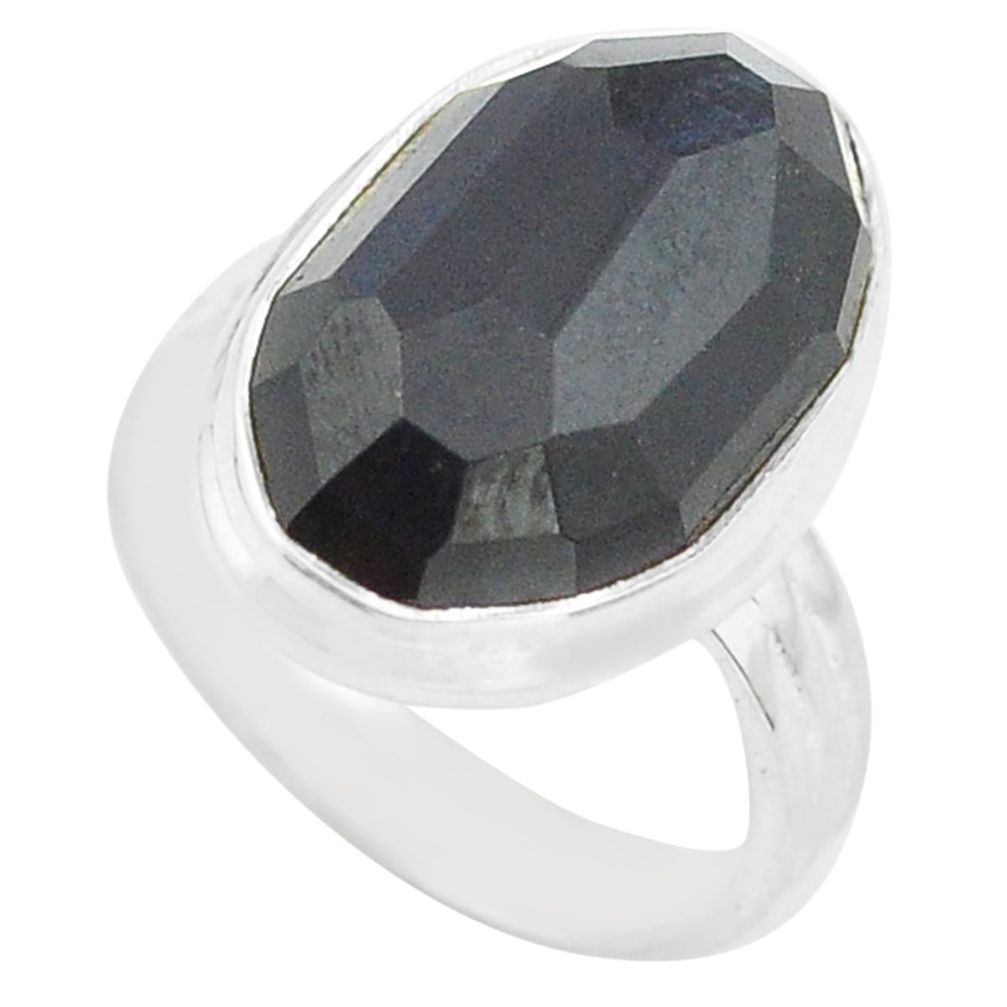 10.78cts natural rainbow obsidian eye 925 silver solitaire ring size 6 p72458