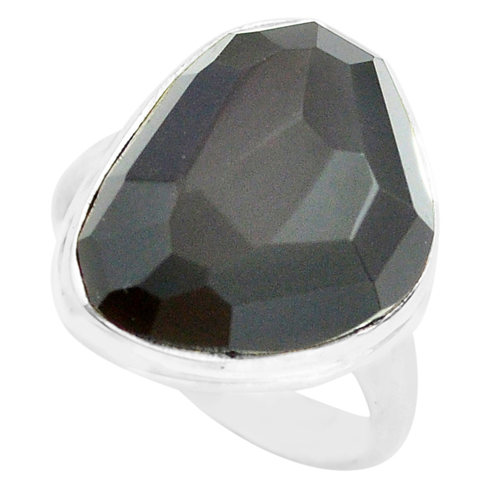 14.47cts natural rainbow obsidian eye 925 silver solitaire ring size 7.5 p72481