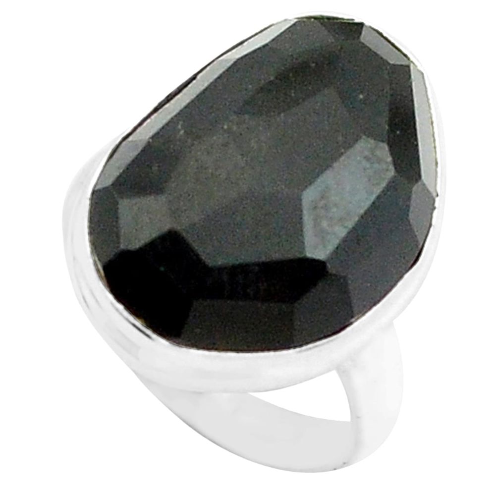 14.68cts natural rainbow obsidian eye 925 silver solitaire ring size 6 p74872