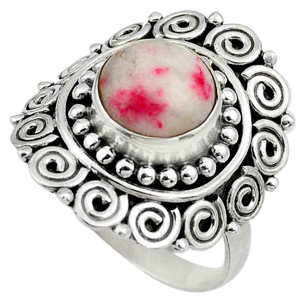 4.92cts natural red cinnabar spanish 925 sterling silver ring size 8 c4254