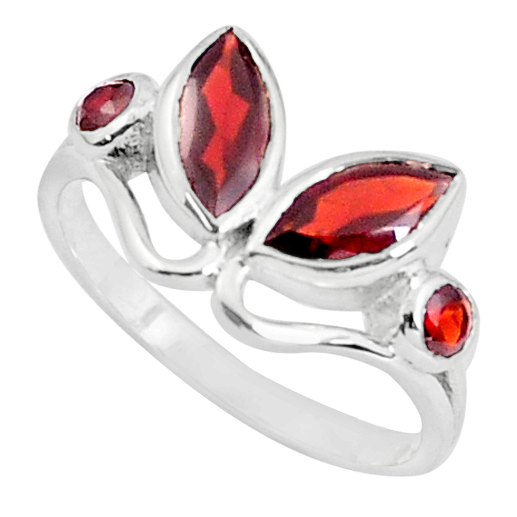 4.04cts natural red garnet 925 sterling silver ring jewelry size 7 p37272