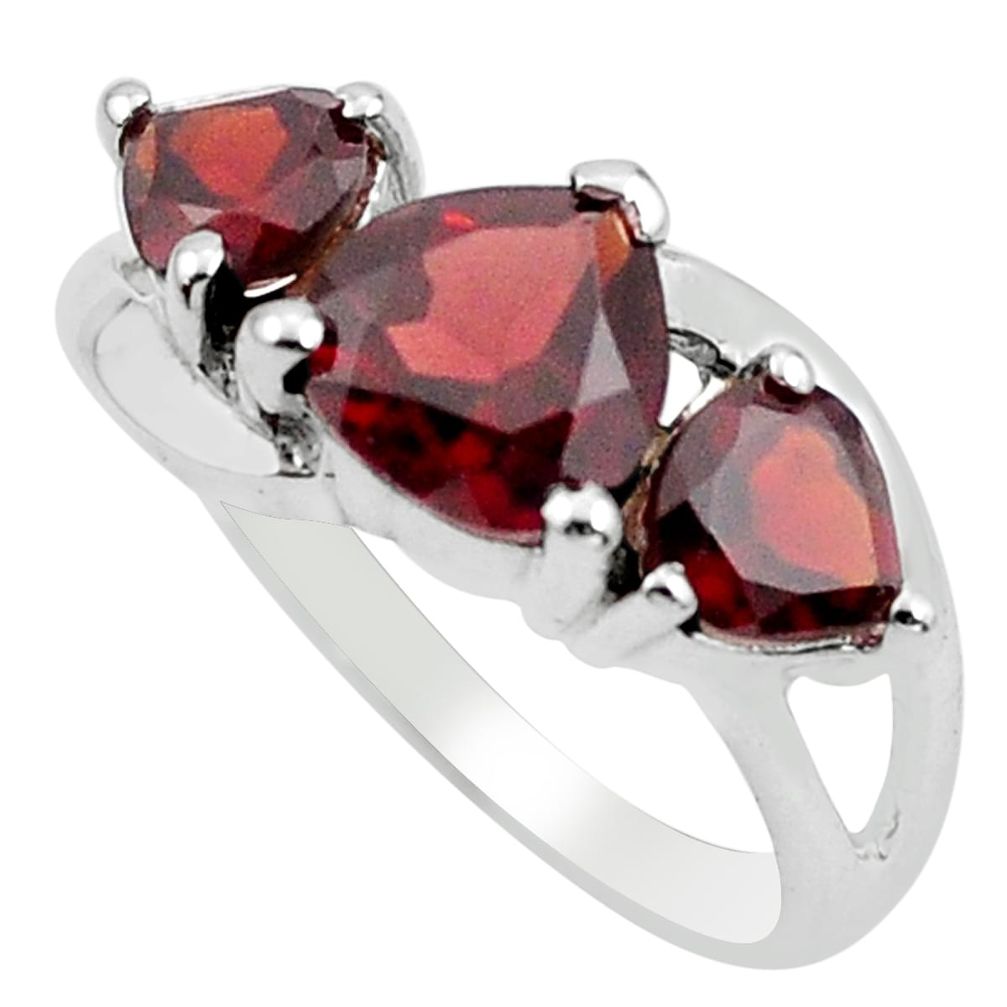 4.18cts natural red garnet 925 sterling silver ring jewelry size 5.5 p62534